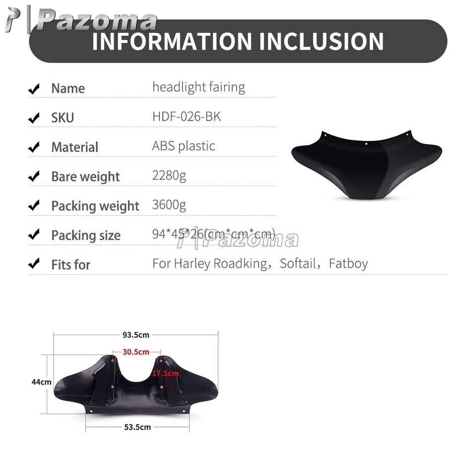Carenado de murciélago exterior delantero ABS con parabrisas para Harley Fat Boy FLSTF FLFB Foto 2 de 4