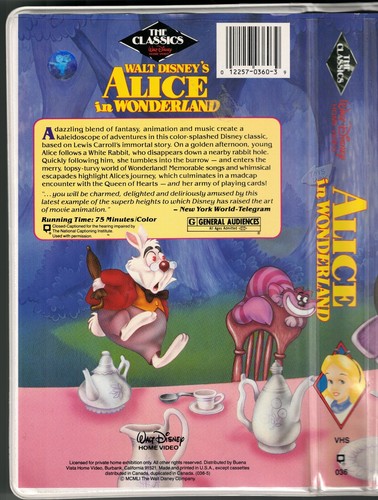 VINTAGE BLACK DIAMOND EDITION CLASSIC WALT DISNEY VHS TAPE ALICE IN WONDERLAND - Picture 4 of 6