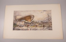 Radierung Horst Miesler coloriert Berlin Kongresshalle um 1970