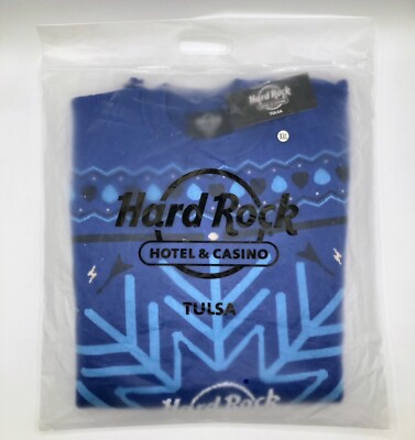 Hard Rock Hotel Casino Tulsa Blue Snowflake Christmas Sweater Mens Size XXL NWT