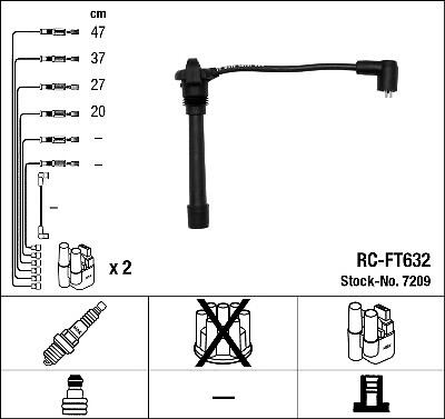 7209 NGK Ignition Cable Kit for FIAT,LANCIA