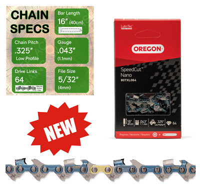 16" 64DL OREGON 80TXL064 .325" x .043" (1.1mm) SpeedCut Nano Chainsaw ...