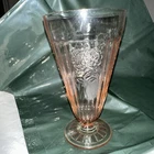 Anchor Hocking Pink Mayfair Open Rose Footed Ice Tea Water Tumblers Glasses