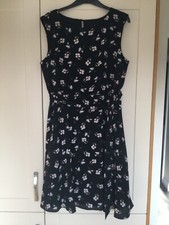 Image of M & Co Fit & Flare Dress Size 18 BNWT Black with Beige Flowers 