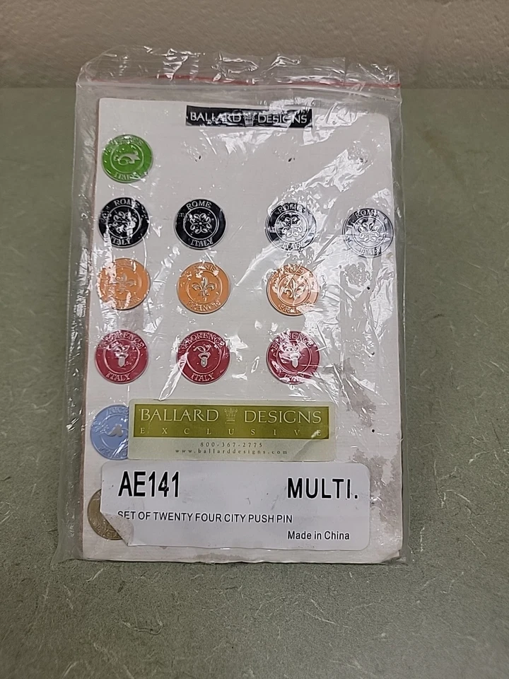 Ballard Designs City Push Pin Set of 17 Italy France England - Image 3 of 3