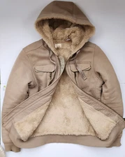 $735 Designer DIESEL Men 55 DSL Shearling Hooded Zip Up Cardigan Sweatshirt S