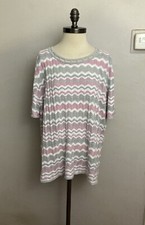 Alfred Dunner Sweater 3x Pink gray Faux Pearl Glitter