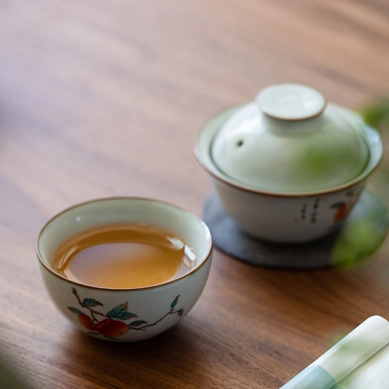 Portable Tea Set Travel Porcelain Tea Pot With Lid Infuser Holes Matching Cup - Image 4 of 4