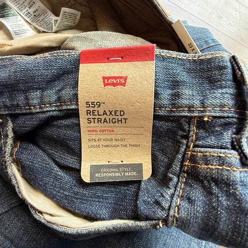 Levi's 559 Jeans Mens 33x32 Blue Denim Relaxed Fit Straight Leg Stretch - NWT - Picture 12 of 14