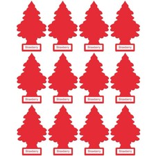 LITTLE TREES Car Air Freshener, Hanging Tree - Strawberry, 12 Pack
