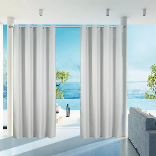 1/2 Stück Wasserdicht Outdoor Terrasse Vorhänge 52" Breit Sichtschutz Verdunkelung Pergola Schatten - Bild 101 von 124