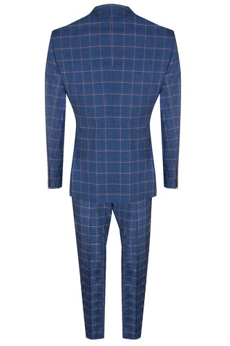 Uomo 3 Pezzi Abito Oro Blu Quadri Peaky Blinders 1920 Gatsby Smart Vintage Suit - Picture 4 of 7