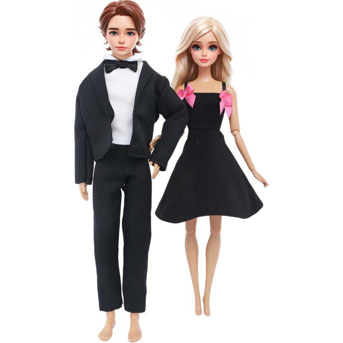 2 Set/Lot Black Handmade Tie Men Doll Clothes Girl Dress for 11.5 inch Doll Toy