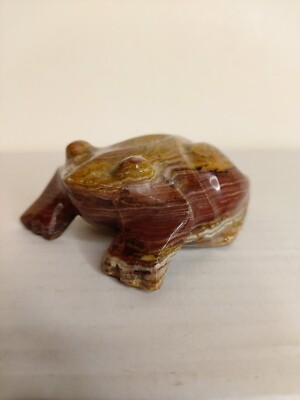 Handgeschnitzte Marmor Frosch Skulptur 8 cm x 6,5 cm