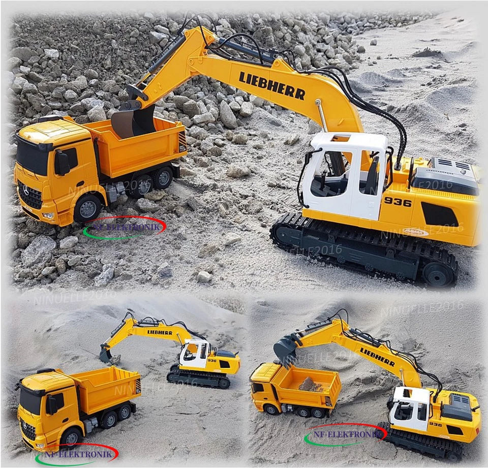 Liebherr RC Schaufel Bagger Spielzeug 2,4Ghz 1:20 + RC LKW Mercedes Arocs 1:26 - Bild 2 von 4