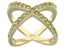 JTV .99CTW ROUND MANCHURIAN PERIDOT TM 18K GOLD OVER SILVER RING SIZE 9