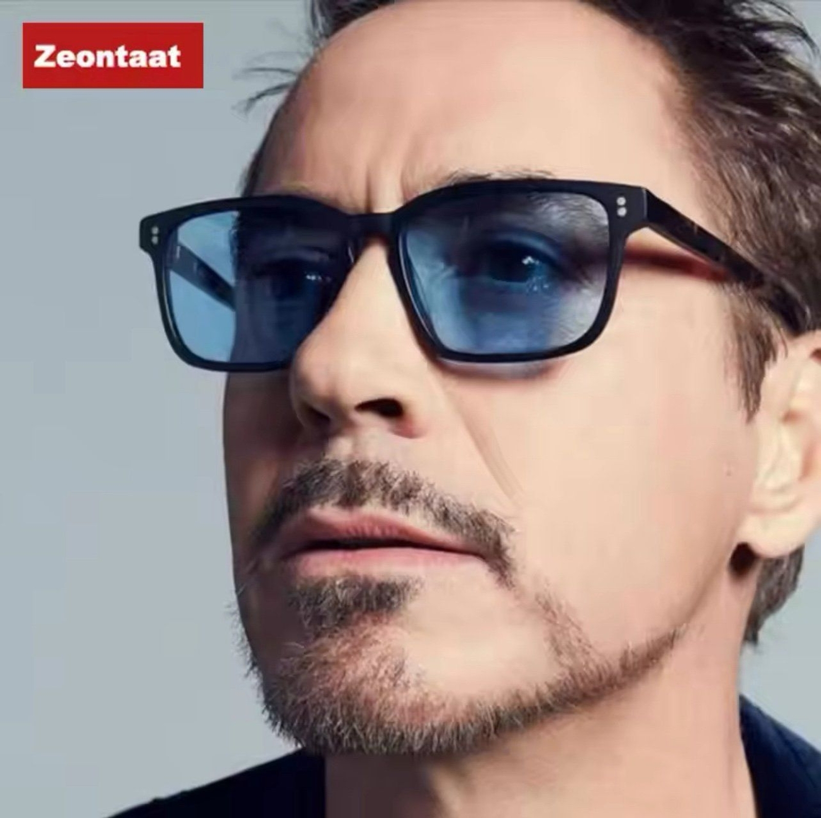 GLAMPTRIP Rectangle Tony Stark Sunglasses Men Blue Lens Brand