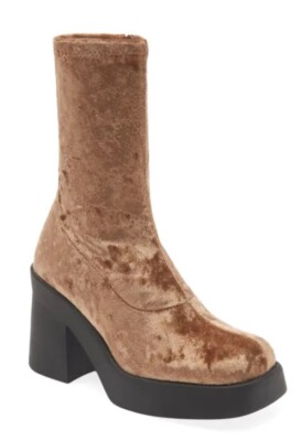 Steve Madden Klayton Sock Bootie Boots Size 9 Brown Velvet Platform