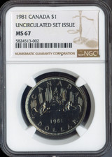 1981 Canada Dollar $1 NGC MS67 UNC SET - Quality