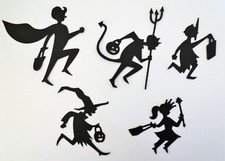 Halloween Silhouette Trick Or Treaters Die Cuts Handmade Cardstock Scrapbook