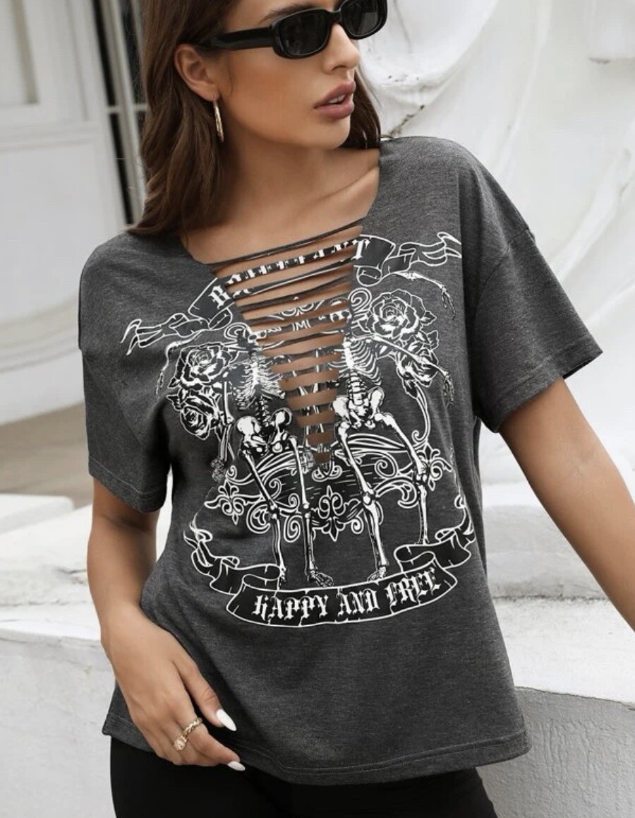 cutout v neck t shirt