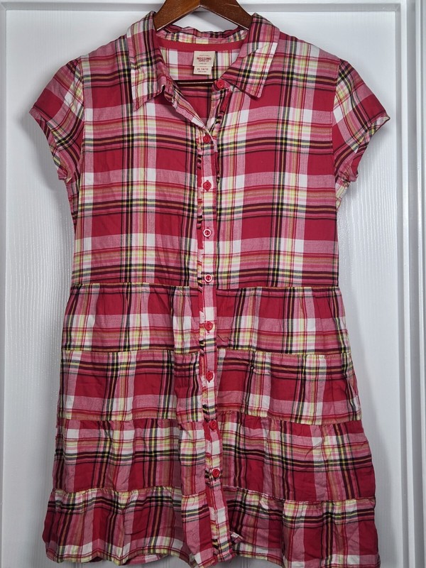 Mossimo Supply Co Girls Size XL (14/16) Red Tartan Plaid Button Dress