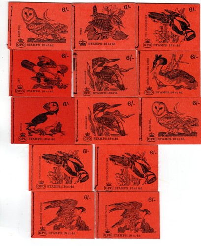 QP38 - QP53 SERIE 6 SHILLING BIRDS STITCHED 13 BOOKLETS INCLUDES QP39