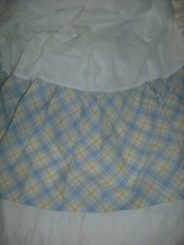 JCP Penney Blue Yellow White Plaid King Bedskirt 13" Drop Continuous Corners