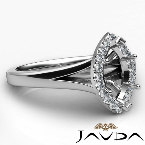 Anillo de compromiso con vástago dividido de diamantes marquesa semi montaje halo pavé 0,20 quilates - Imagen 25 de 33