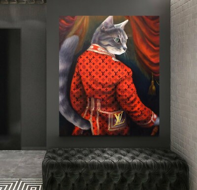 XL LEINWAND BILDER BIS 125x100x5 ART-DECO KATZE LV WANDBILD MODERNES TIERE KUNST