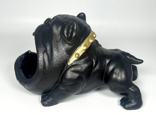 Black French Bulldog Big Mouth Ceramic Ashtray Dog Shape Home Decor - Picture 8 of 13