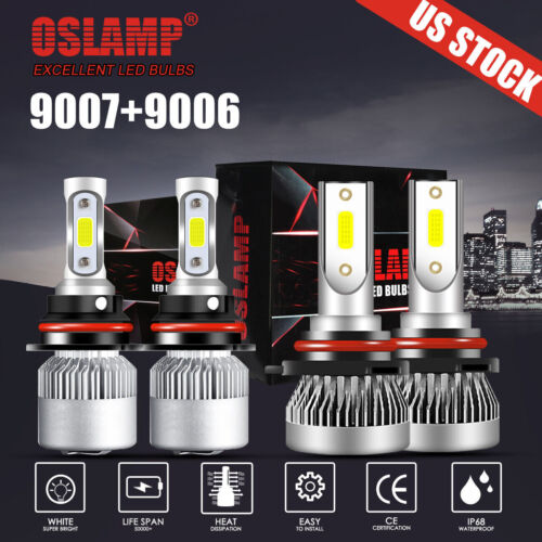 4X Combo 9007+9006 LED Headlight Hi-Low Beam Fog Bulbs for Ford F-150 1997 1998 - Picture 1 of 10