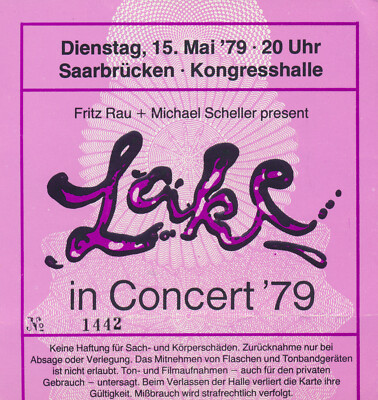 Lake - Kongresshalle, Saarbrücken, May 15, 1979 [Germany] - Ticket Stub
