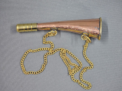 Brass Stethoscope Hearing Pipe Ear Trumpet 14 cm with Chain