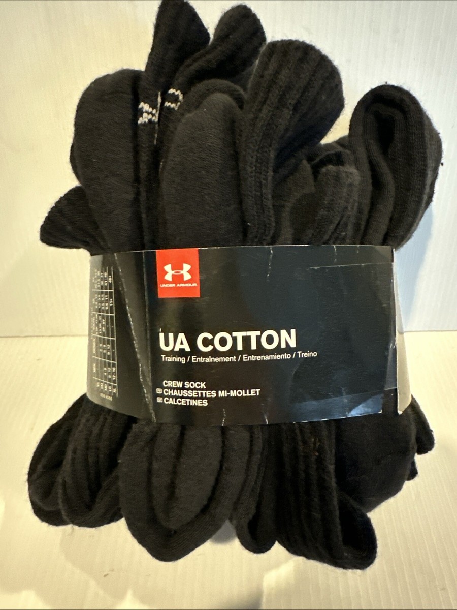 NWT Men's Under Armour UA Charged Cotton Crew Socks Black