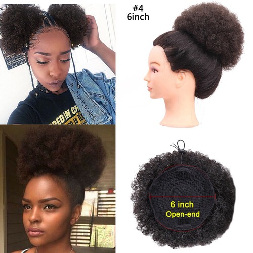 6" 8" Afro Kinky Curly Bun Updo Clip In Hairpiece Drawstring Ponytails Puff Bun - 第 1/18 張圖片