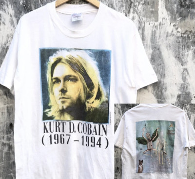 Vintage Memorial Kurt Cobain 1967-1994 Shirt Double Sides Vintage Memorial Kurt Cobain 1967-1994 Shirt Double Sides