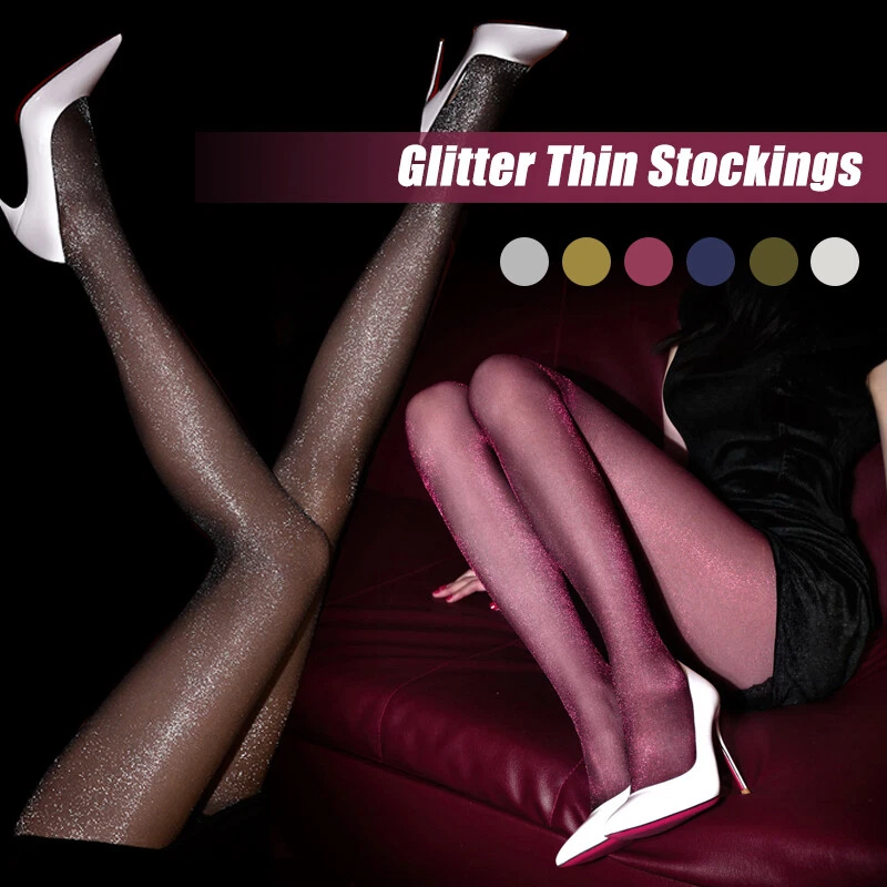 Mujeres Retro Sexy Brillante Transparente Pantimedias Brillo Seda Medias Medias Prendas para club nocturno Foto 2 de 4