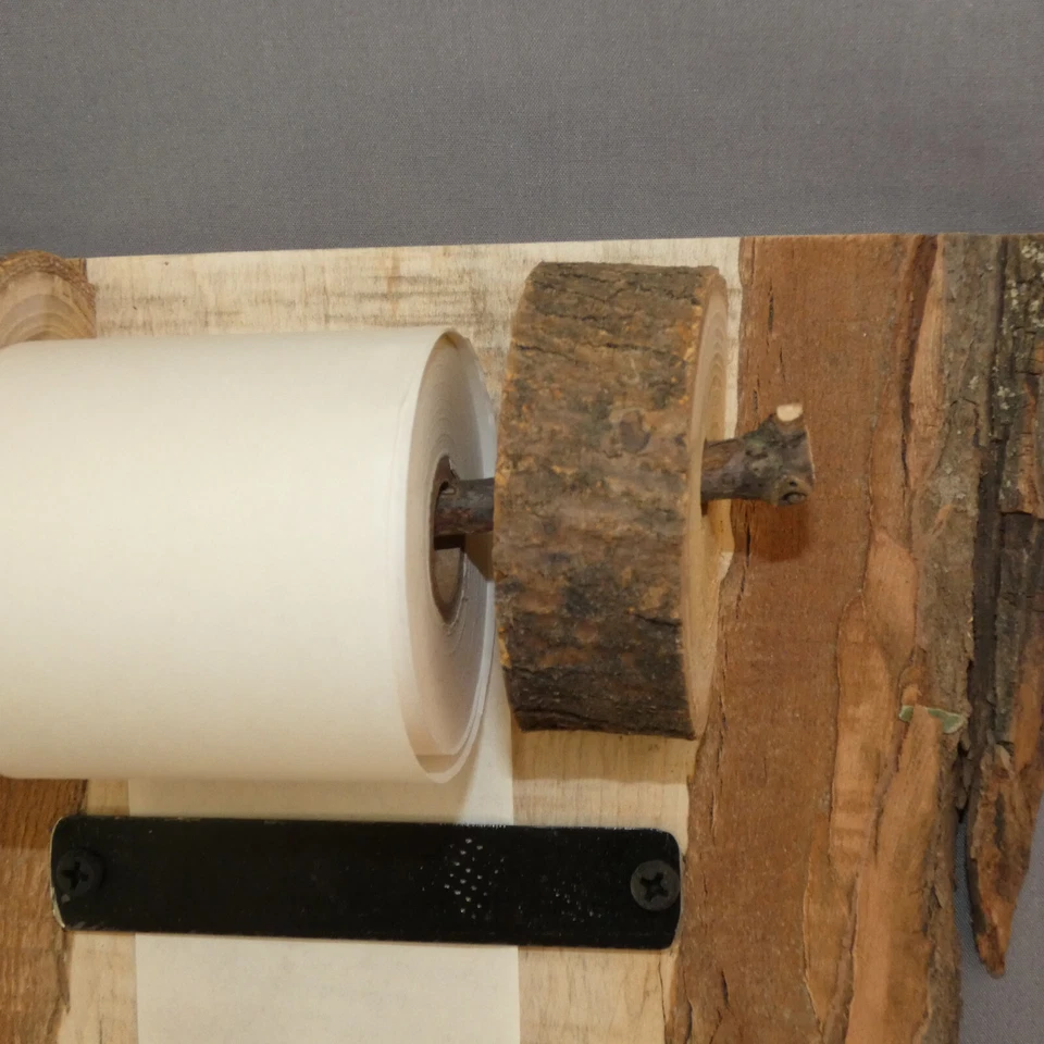 Rustic Raw Edge Wood Memo Pad, Paper Roll Memo Board, Message Center OOAK - Image 3 of 4