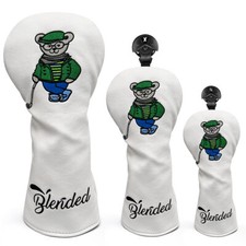 White Golfer Headcover Golf Driver/ Fairway Wood/ Hybrid Club Head Cover Blended