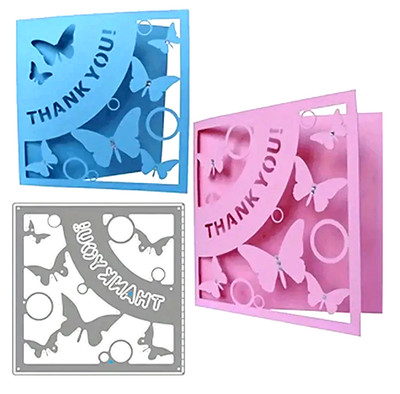Worte ''DANKE!''  mit Schmetterlingen Design Rahmen Metall Stanzschablone. DIY . B*7