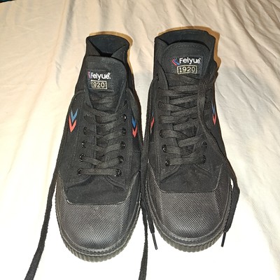 Feiyue 1920 Black Canvas Red And Blue Stripes Martial Arts Sneakers Us 13 Eu 46