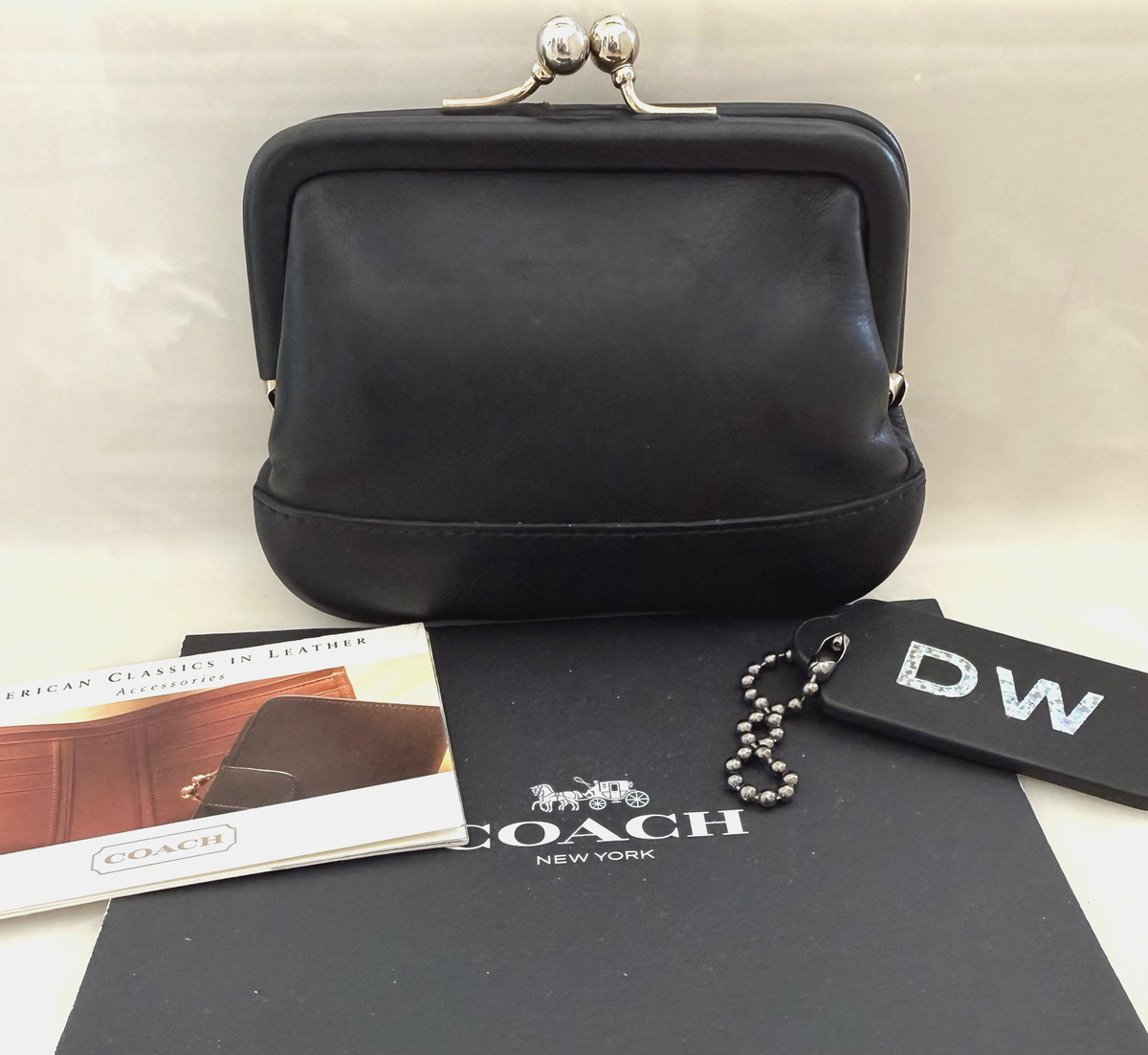 小物 vintage coach coincase kiss rock leather COACH VINTAGE BLACK LEATHER KISSLOCK COIN PURSE 7155 | eBay