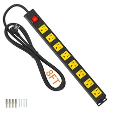 8 Outlet Power Strip 2100J Surge Protector, 8FT Heavy Duty Extension Cord Wid...