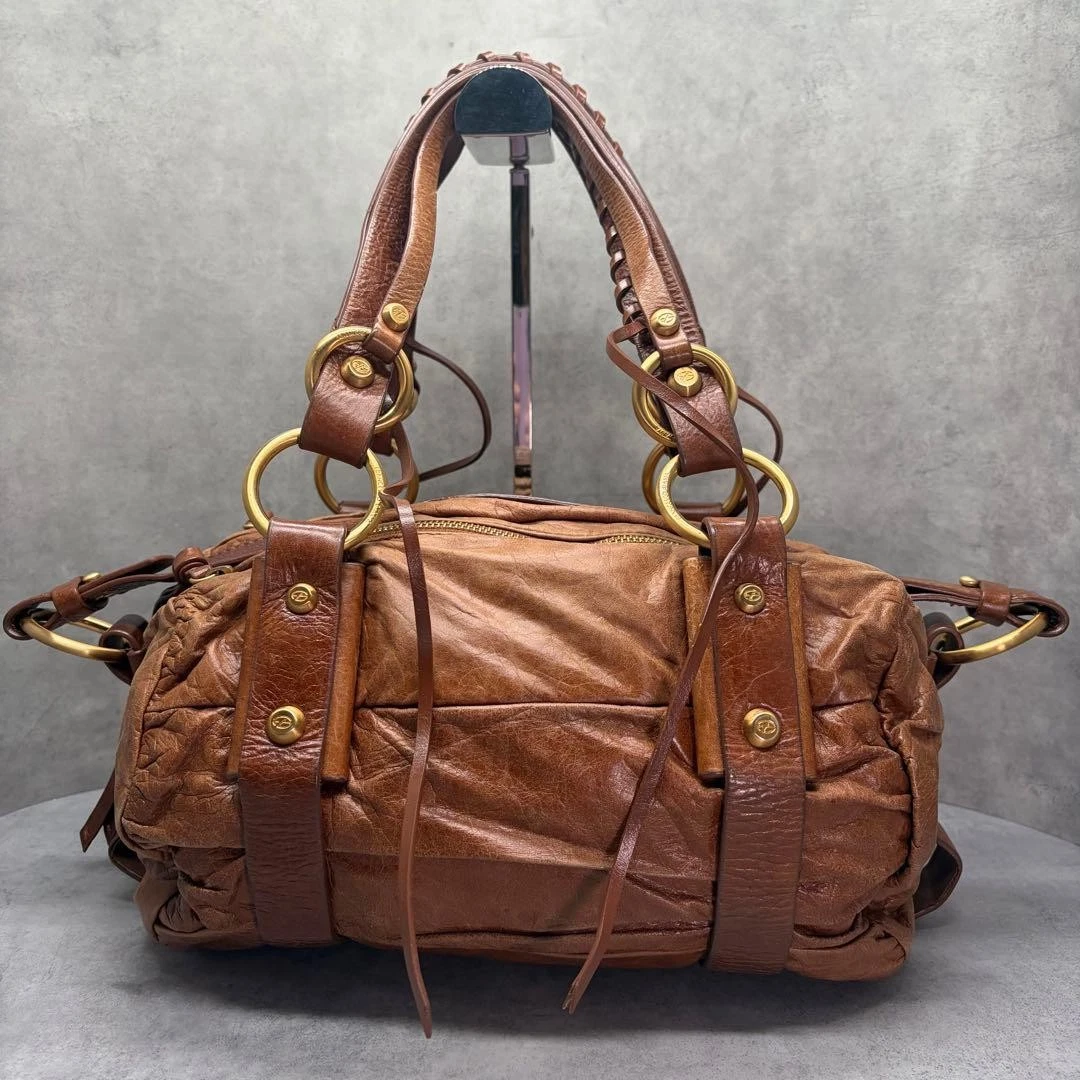 Francesco Biasia Leather 2-Way Bag Gold Hardware Used Authentic | eBay