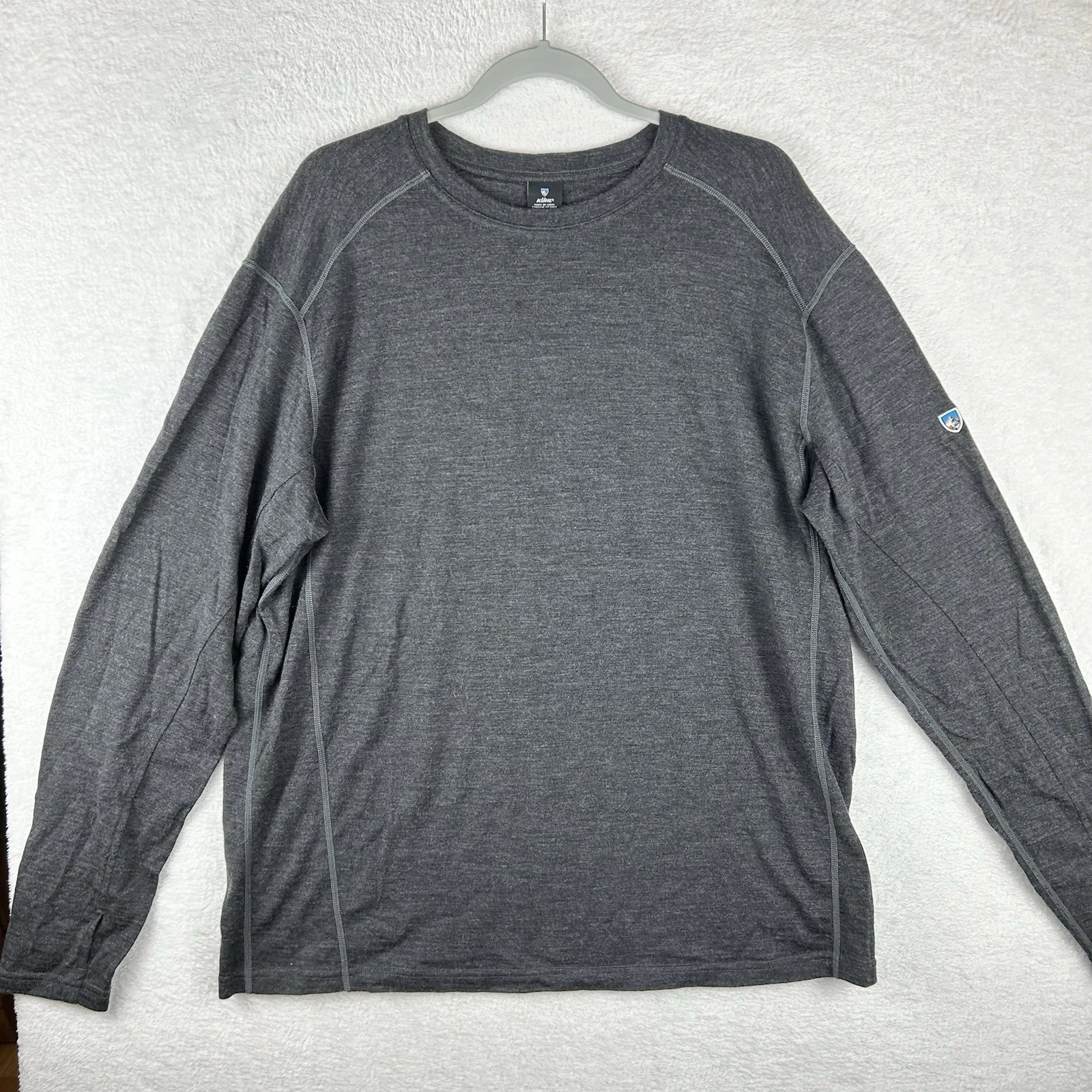 KUHL Men’s Size XL Skar Long Sleeve Merino Wool Baselayer Skar Crew Gray 3080
