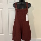 Yeokou Fashion Womens Brown Cotton/Linen Button straps,  Romper M NEW  — photo 1