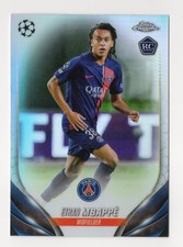 2023 Topps Chrome UEFA CC Ethan Mbappe Rookie Card REFRACTOR RC #91 PSG NM. rookie card picture