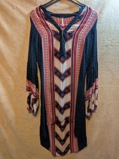 FREE PEOPLE Peacemaker Size Small High Low Multicolor Long Sleeve Dress