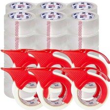 Heavy Duty Packing Tape 36 Rolls with 6 Dispensers, Total 1980Y, Cl